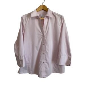 Foxcroft button up shirt pink non-iron stretch 3/4 sleeve solid Size XL.